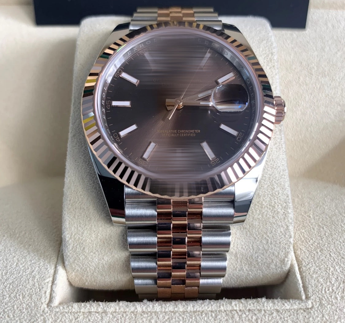 Polex Two Tone Rose Gold Silver Jatedust Jubilee Bracelet Watch Rose Gold Dial
